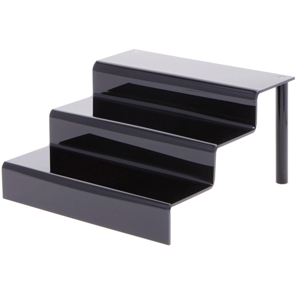 Plymor Black Acrylic 3-Step Display Stairs, 6.375" H x 12" W x 12.625" D (2 Pack)
