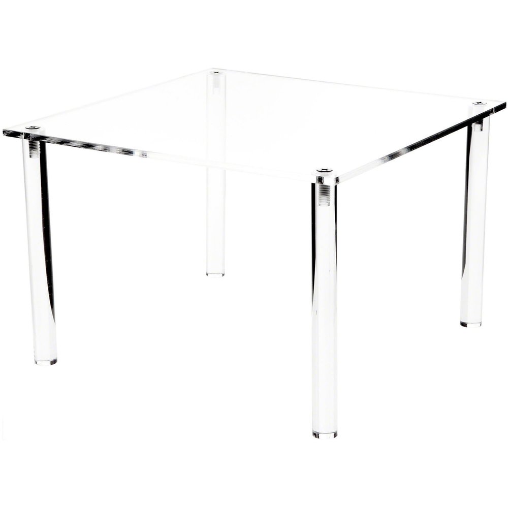 Plymor Clear Acrylic Square 4-Leg Display Riser, 8" H x 12" W x 12" D (3 Pack)