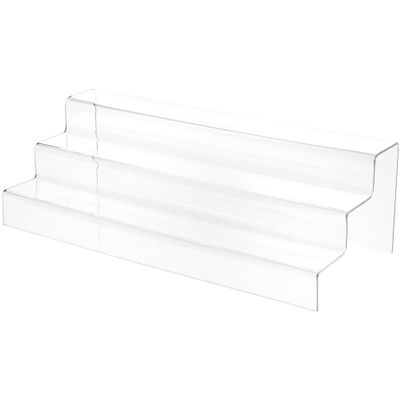 Plymor Clear Acrylic 3-Step Solid Back Display Stairs, 5.5" H x 18" W x 8" D (2 Pack)
