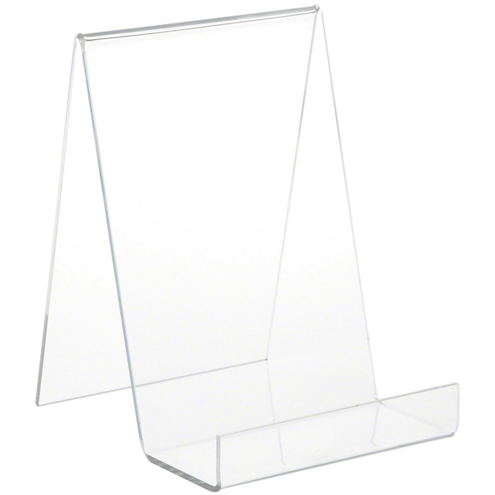 Plymor Clear Acrylic Flat Back Display Easel with 3" Box Ledge, 10" H x 7" W x 8" D (6 Pack)