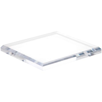Plymor Clear Acrylic Square Beveled Display Base, 5" W x 5" D x 0.5" H, Pack of 3