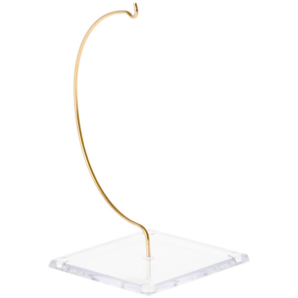 Plymor Wire Ornament Hanger Display with 3.25" Clear Acrylic Thin Square Base, 5.5" H (12 Pack)