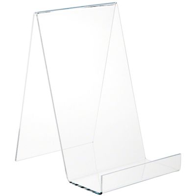 Plymor Clear Acrylic Flat Back Display Easel with 3.5" Box Ledge, 12.5" H x 8" W x 9" D (6 Pack)