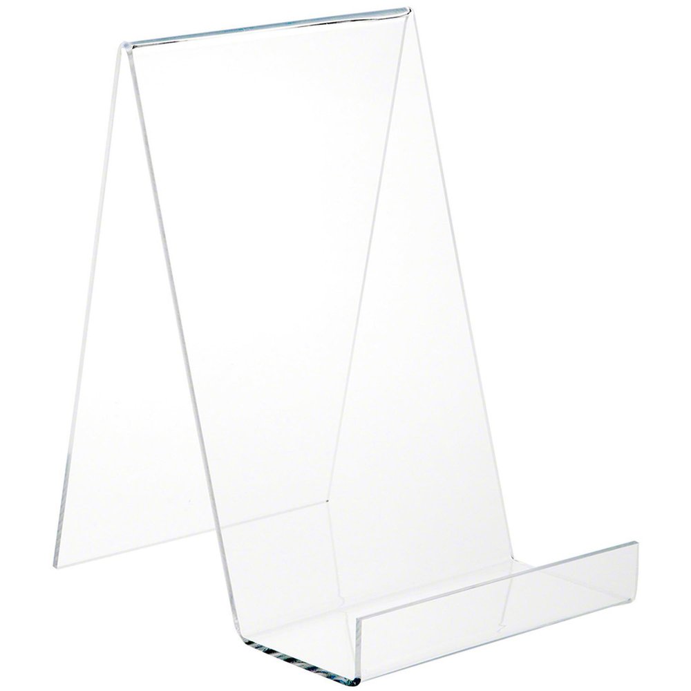 Plymor Clear Acrylic Flat Back Display Easel with 3.5" Box Ledge, 12.5" H x 8" W x 9" D (6 Pack)