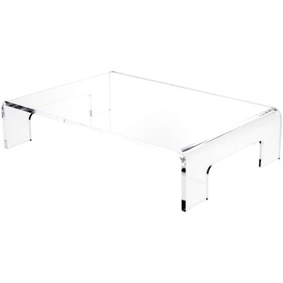 Plymor Clear Acrylic Display Riser with Tray Handles, 4" H x 18" W x 12" D (3/8" thick) (2 Pack)
