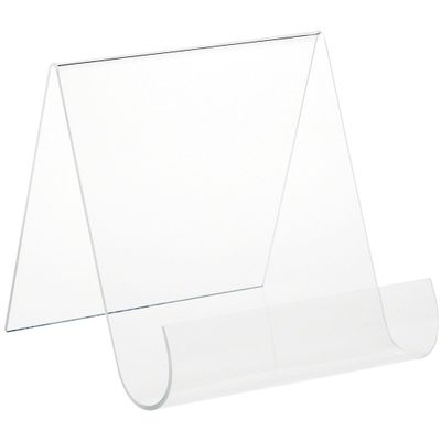 Plymor Clear Acrylic Flat Back Display Easel With Rounded Front, 8" H x 7.5" W x 8.5" D (3 Pack)