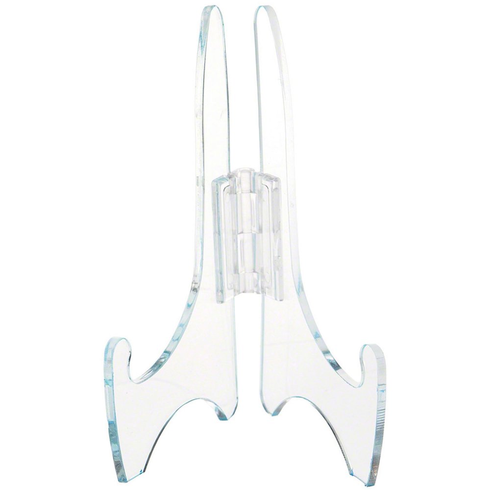 Plymor Clear Acrylic Adjustable Folding Display Easel, 5" H x 3.5" D (For 8" Plates) (12 Pack)