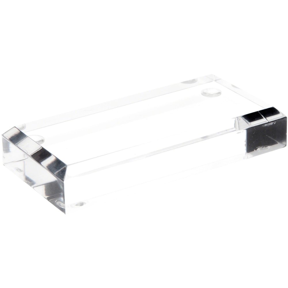 Plymor Clear Acrylic Rectangular Beveled Display Base, 4" W x 2" D x 0.75" H, Pack of 2