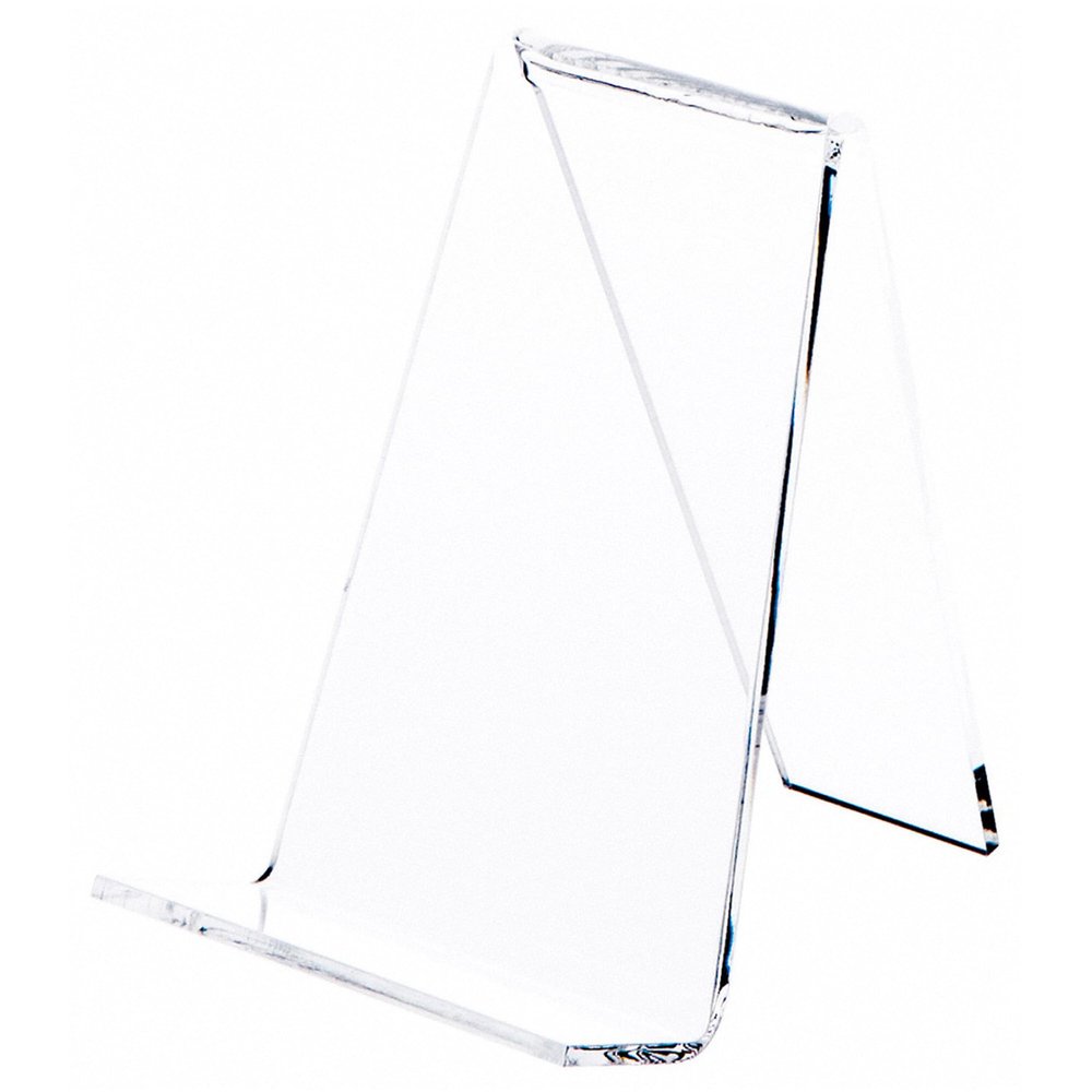 Plymor Clear Acrylic Book Easel with 1.125" Flat Ledge, 3.625" W x 4.25" D x 4.875" H (24 Pack)