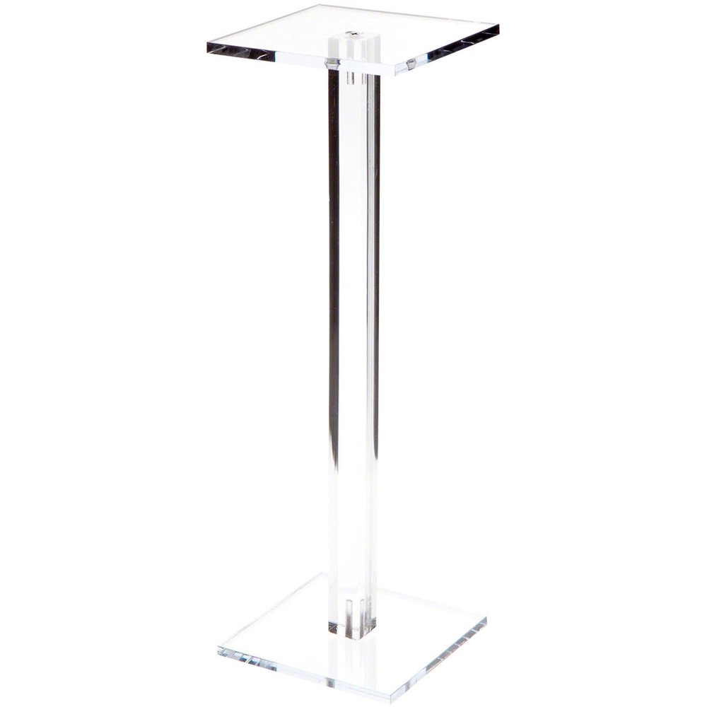 Plymor Clear Acrylic Square Barbell Pedestal Display Riser, 12.5" H x 4" W x 4" D (1/4" thick) (6 Pack)
