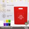 DISCOUNT PROMOS Custom Non-Woven Exhibition Tote Bags Set of 50, Personalized Bulk Pack - Perfect for Shopping, Grocery, Beach, Picnic - Red 11"X14"2.5", Die-cut Handles view 2