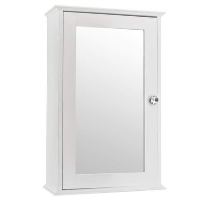 ATERI Bathroom Wall Mirror Cabinet, Single Door Indoor Bathroom Wall Mounted Cabinet Shelf with Mirror - 3 Tier Inner ShelvesWhite