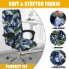 Smiry Stretch Printed Office Computer Desk Chair Covers, Deep Green view 4