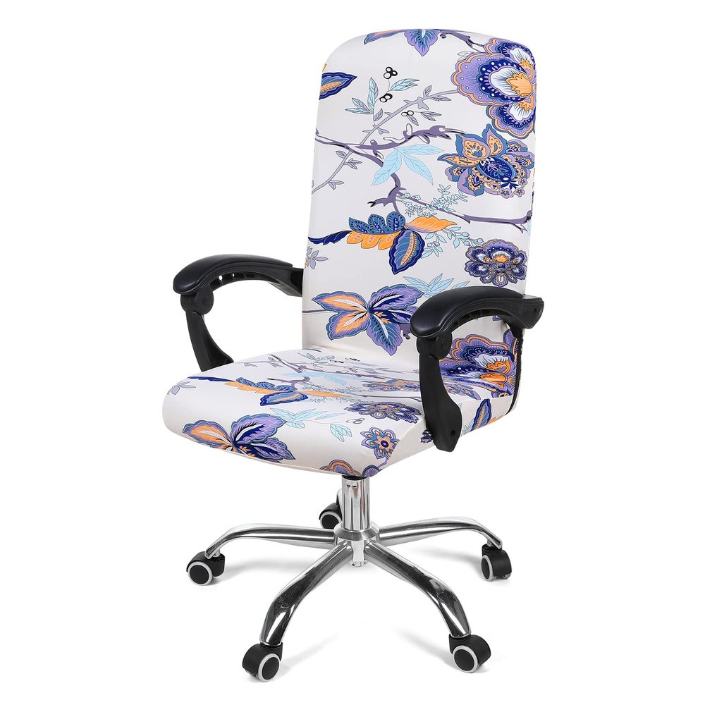 Smiry Stretch Printed Office Computer Desk Chair Covers, Beige