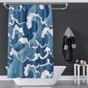 OERJU Japanese Shower Curtain Kanagawa Wave Nautical Comic Bath Curtain Blue Abstract Waterproof Polyester Fabric Bathroom Decor Set with Hooks 65x72inch view 1