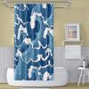 OERJU Japanese Shower Curtain Kanagawa Wave Nautical Comic Bath Curtain Blue Abstract Waterproof Polyester Fabric Bathroom Decor Set with Hooks 65x72inch view 3