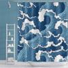 OERJU Japanese Shower Curtain Kanagawa Wave Nautical Comic Bath Curtain Blue Abstract Waterproof Polyester Fabric Bathroom Decor Set with Hooks 65x72inch view 4