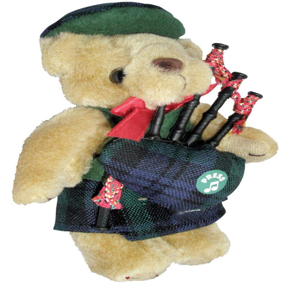 I LUV LTD Musical Teddy Bear Campbell Clan Tartan Scottish Gift, Made in Scotland