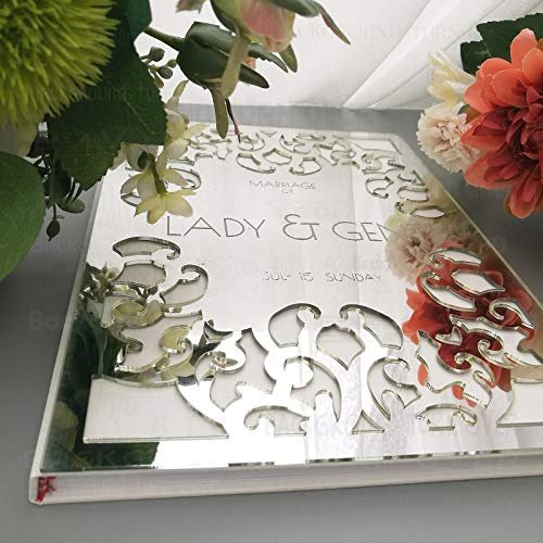 BackgroundTurnOver Guest Book Wedding Personalized Guestbook Signature Decor Custom Mirror Engrave Carve Blank Favor Rustic Alternative Names Date Gifts Details Love Front Bridal for Guests Album