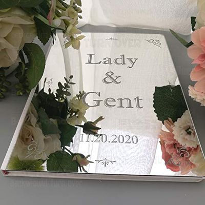 Guest Book Wedding Guestbook Custom Mirror Personalized Signature Decor Gifts Party White Rustic Alternative Blank Favor Books Album Customized Names Date Love Front Calligraphy Decoration