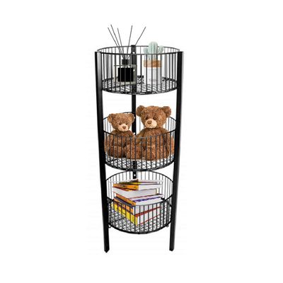 3-Tier Saving Place Bin, Market Basket, Storage Basket Organizer, Kitchen Storage Bin, Bathroom Tower Baskets, Laundry Organization (Black)