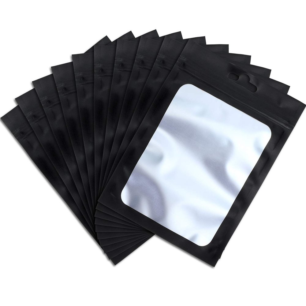 Boao 100 Pcs Resealable Foil Food Storage Bags,5.5 x 7.9 Inch,Black