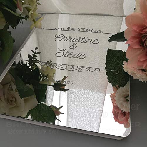BackgroundTurnOver Guest Book Wedding Engrave Carve Mirror Personalized Party White Custom Names Date Signature Decor Cover Gift Blank Favor Customized Gifts Guestbook Photo Check in Wooden
