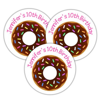 Personalized Donut Stickers, Labels, Tags, Baby Shower or Birthday Party Favors Supplies Decorations