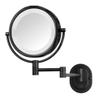 JERDON Wall-Mounted Makeup Mirror with 5X Magnification - Black Makeup Mirror with LED Lights - Direct Wire - Model HL65BKD view 1