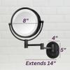 JERDON Wall-Mounted Makeup Mirror with 5X Magnification - Black Makeup Mirror with LED Lights - Direct Wire - Model HL65BKD view 3