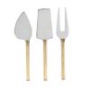 Abbott Collection 36-Gear Rib Handle Cheese Tools. Set of 3, 4.5 inches L, Goldplated view 1