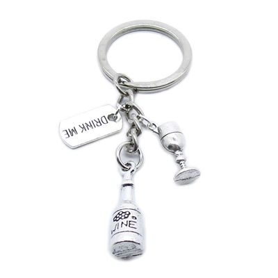 50 Pieces Keychain Keyring Jewellery Clasps Charms Suppliers UH7A3A Bottle Goblet Glass Wine Wineglass Signs Tag Me Drink