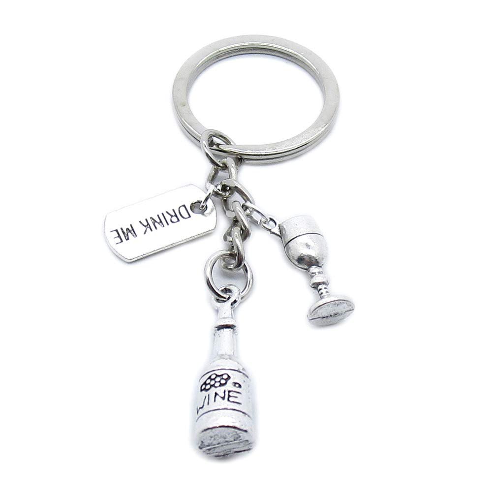 50 Pieces Keychain Keyring Jewellery Clasps Charms Suppliers UH7A3A Bottle Goblet Glass Wine Wineglass Signs Tag Me Drink