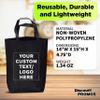 DISCOUNT PROMOS Custom Large Reusable Heavy Duty Tote Bag Set of 10/50/100, Personalized Bulk Pack - Durable, Reusable, Grocery Bag - Black view 4