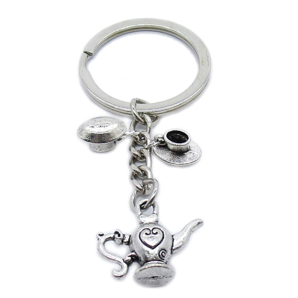 50 Pieces Keychain Keyring Jewellery Clasps Charms Suppliers RS6U5G Teapot Pot Wine Flagon Cup Coffee Tea