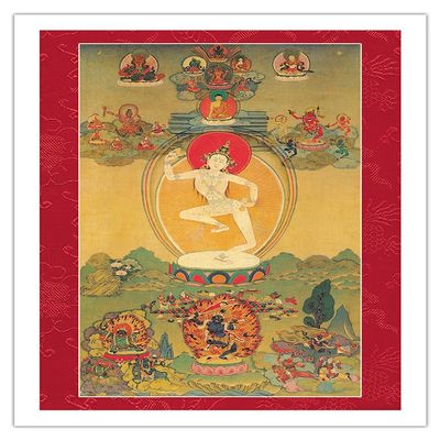 The Wisdom Dakini - Tibetan Yogini Machig Labdrn (1055-1153) - Vintage Tibetan Thangka Buddhist Painting c.16th century - Fine Art Matte Paper Print (Unframed) 20x26in