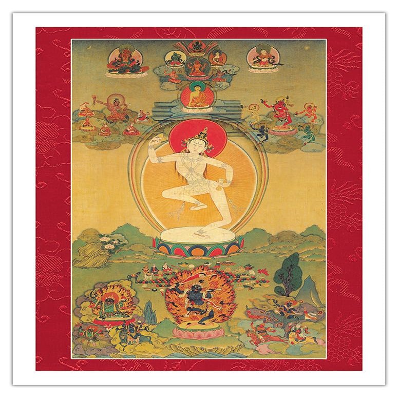 The Wisdom Dakini - Tibetan Yogini Machig Labdrn (1055-1153) - Vintage Tibetan Thangka Buddhist Painting c.16th century - Fine Art Matte Paper Print (Unframed) 20x26in