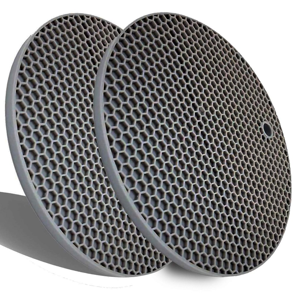 Extra Thick Silicone Trivets Heat Resistant Pot Holder and Oven Mitts,Trivets for Hot Dishes,Nonslip Insulation Honeycomb Rubber Hot Pads for Countertop,Multi-Purpose Mats,2 Pack Silicone (Gray)