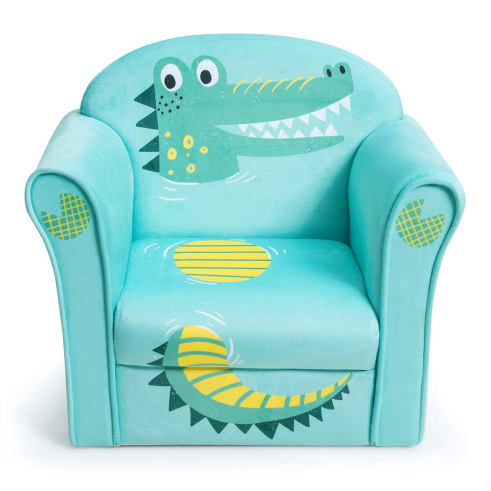 Costzon Kids Couch, Children's Sofa Armrest Chair with Pattern, Toddler Furniture w/Sturdy Wood Construction, Preschool, Lightweight Kids Couch Sofa Chair for Aged 1-5 Boys & Girls Gifts, Crocodile