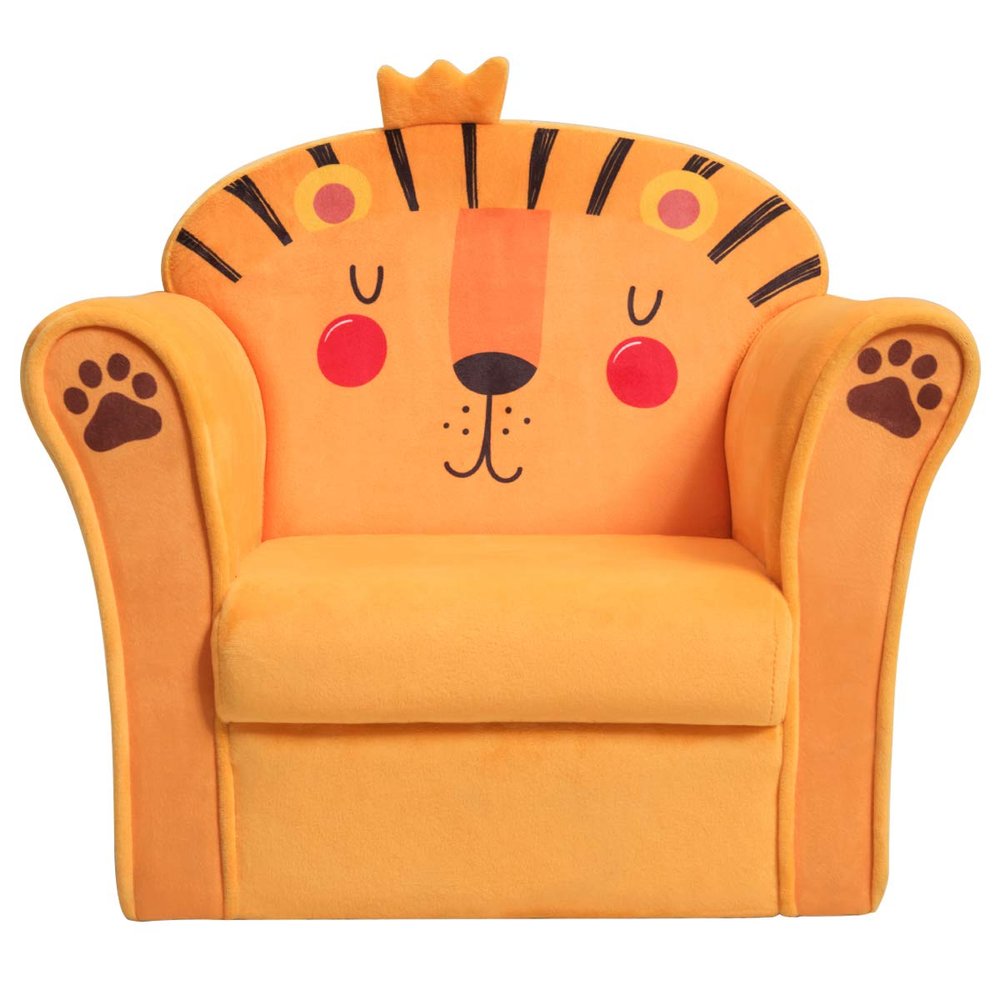 Costzon Kids Couch, Children's Sofa Armrest Chair with Pattern, Toddler Furniture w/Sturdy Wood Construction, Preschool, Lightweight Kids Couch Sofa Chair for Aged 1-5 Boys & Girls Gifts, Lion