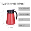 27oz Stainless Steel Thermal Coffee Carafe with Handle, Double Walled Vacuum Insulated Pot for Hot Water, Tea, Coffee, Heat Retention, 800ml (Red) view 2