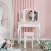 JOYMOR Kids Princess Vanity Table and Chair Set, Kids Vanity Set with Mirror, Makeup Dressing Table with Two 180 Folding Mirror for Girls Age 4-9 view 1