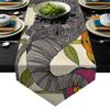 Queen Area Bohemian Table Cloth 14x72inch Linen Triangular Decorative Burlap Table Covers Flax Design Table Runner Paisley Mandala with Elephant Ethnic Boho view 1