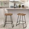 Awonde 24" Swivel Metal Bar Stools Set of 2 Backless Large Seat Bartsools Industrial Counter Height Stools with Wood Top Matte Black view 3