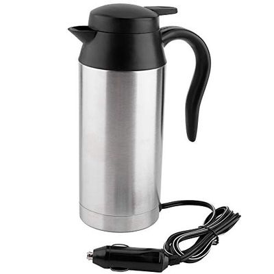 12V Kettle For Car,Portable Car Electric Kettle 750ML Electric Heated Travel Coffee Mug Stainless Steel Boil Water Heating Cup Tea Drinking Cup Kettles & Hot Water Dispensers 12v water heater