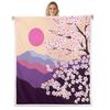 Erosebridal Women Japanese Cherry Blossom Fuzzy Blanket Sunset Blanket Mountain Plant Branches Ukiyo-E Painting Pink Blossom Sherpa BlanketWarm Throw Blanket for Sofa Chair Bed Office Throw view 1