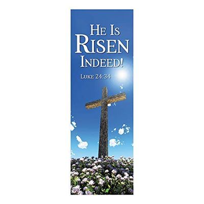 Christian Brands He is Risen Banner: 2' X 6'