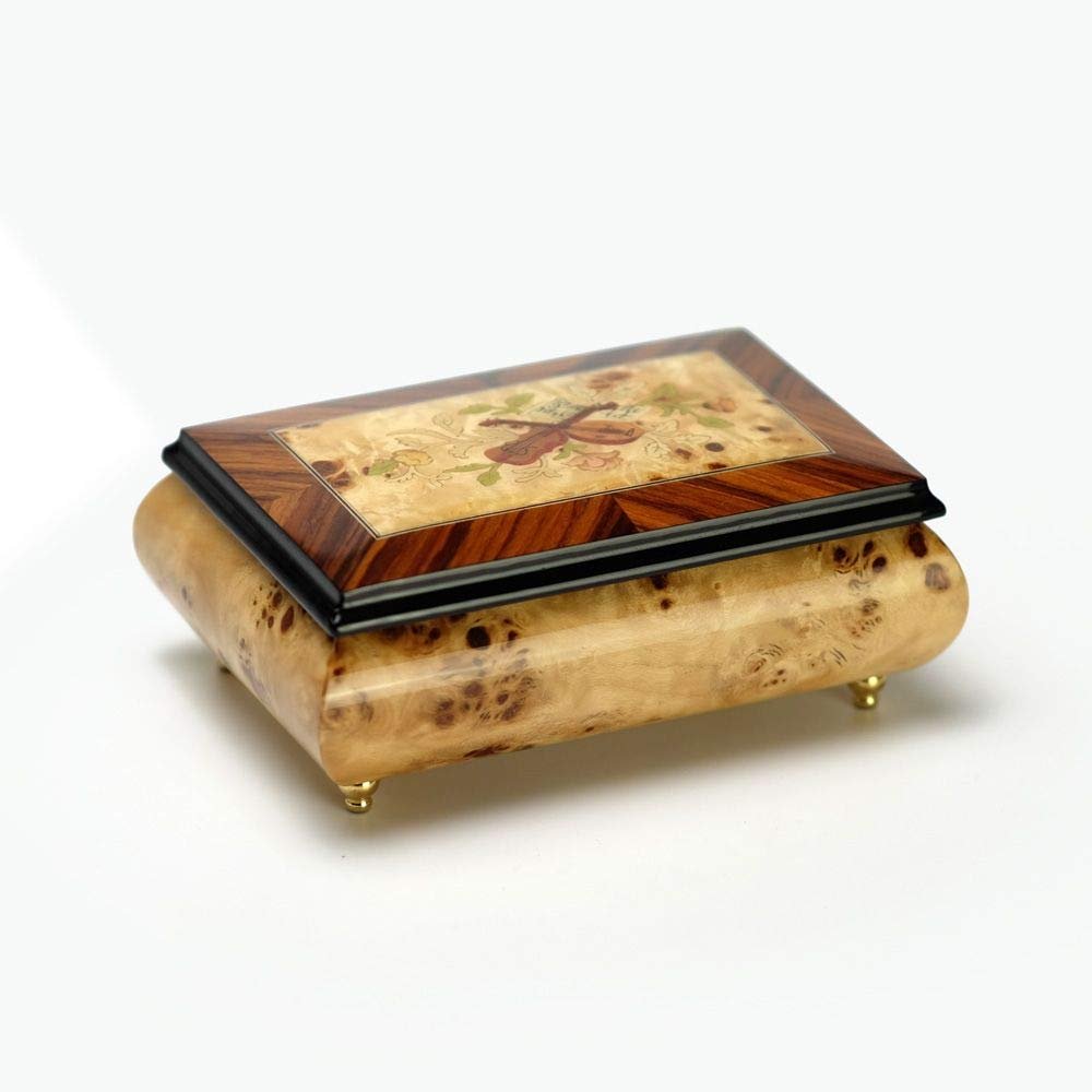 Handcrafted Birds Eye Maple Musical Theme Inlay 18 Note Music Jewelry Box - Many Songs to Choose - Impossible Dream, The