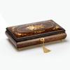 Dark Wood Tone Roses with Ornate Motifs Inlay 18 Note Musical Jewelry Box - Many Songs to Choose - Barcarolle of Hoffman view 1