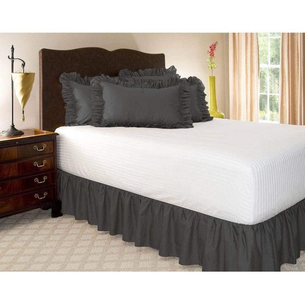 Wrap Around Elastic Bed Skirt, Twin/Full/Queen/King/ 15 inch Drop Easy On/Easy Off Dust Ruffled Bed Skirts Soft & Wrinkle Free Bed Skirt. (Color : K, Size : FULL:135 * 200Cm)